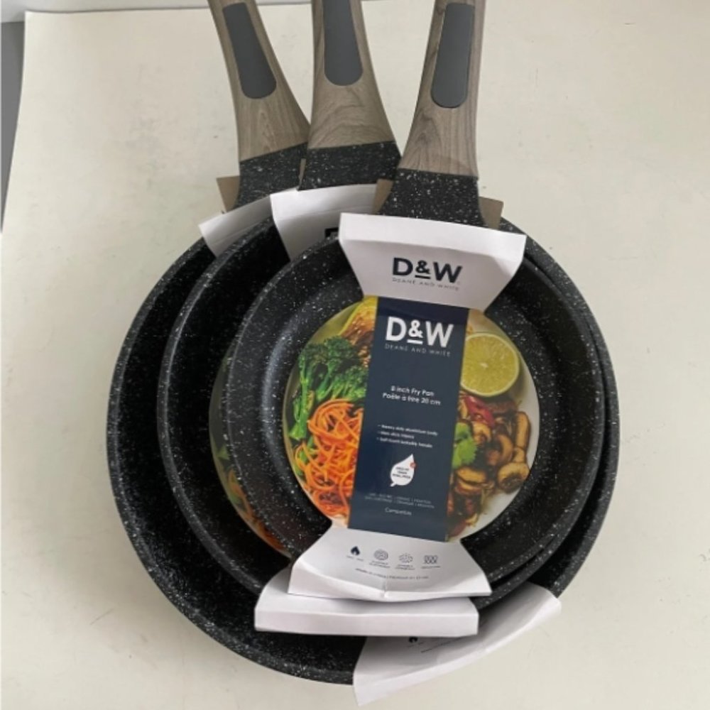 D&W cookware-stick 3 Piece Pan Set - Black